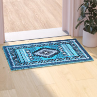 Flash Furniture ACD-RGD143-23-TQ-GG Ventana Collection Southwest 2x3 Turquoise Area Rug - Olefin Rug with Jute Backing - Hallway, Entryway, Bedroom, Living Room